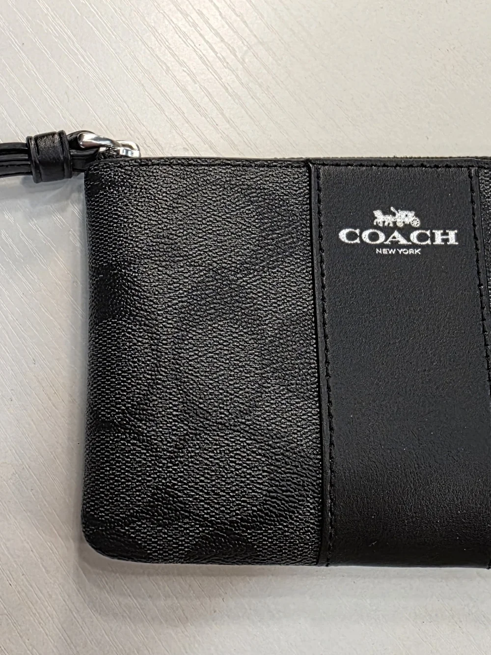COACH Black Signature Zip Wristlet